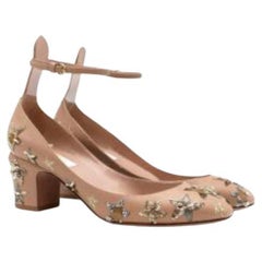 Valentino Poudre Leather Sequin Embellished Mary Jane Heeled Pumps