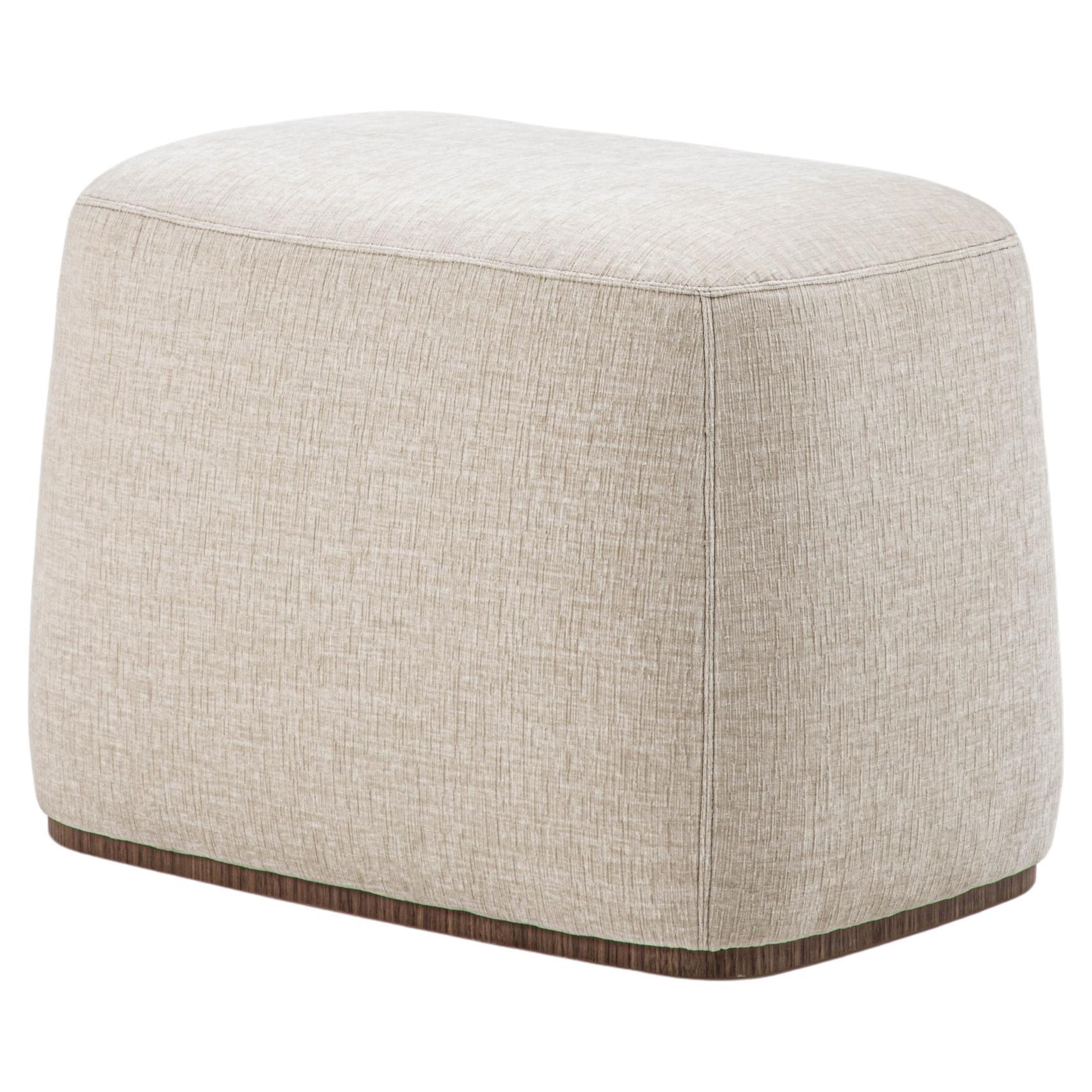 Pouf Alma moderno in tessuto con profilo in Noce Canaletto in vendita