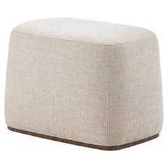 Pouf moderne en tissu Alma avec profil en noyer Canaletto