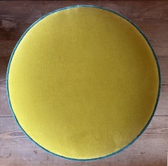 Handcrafted Yellow and Light Blue Velvet Pouf by Carlotta Oddone in Boho Style