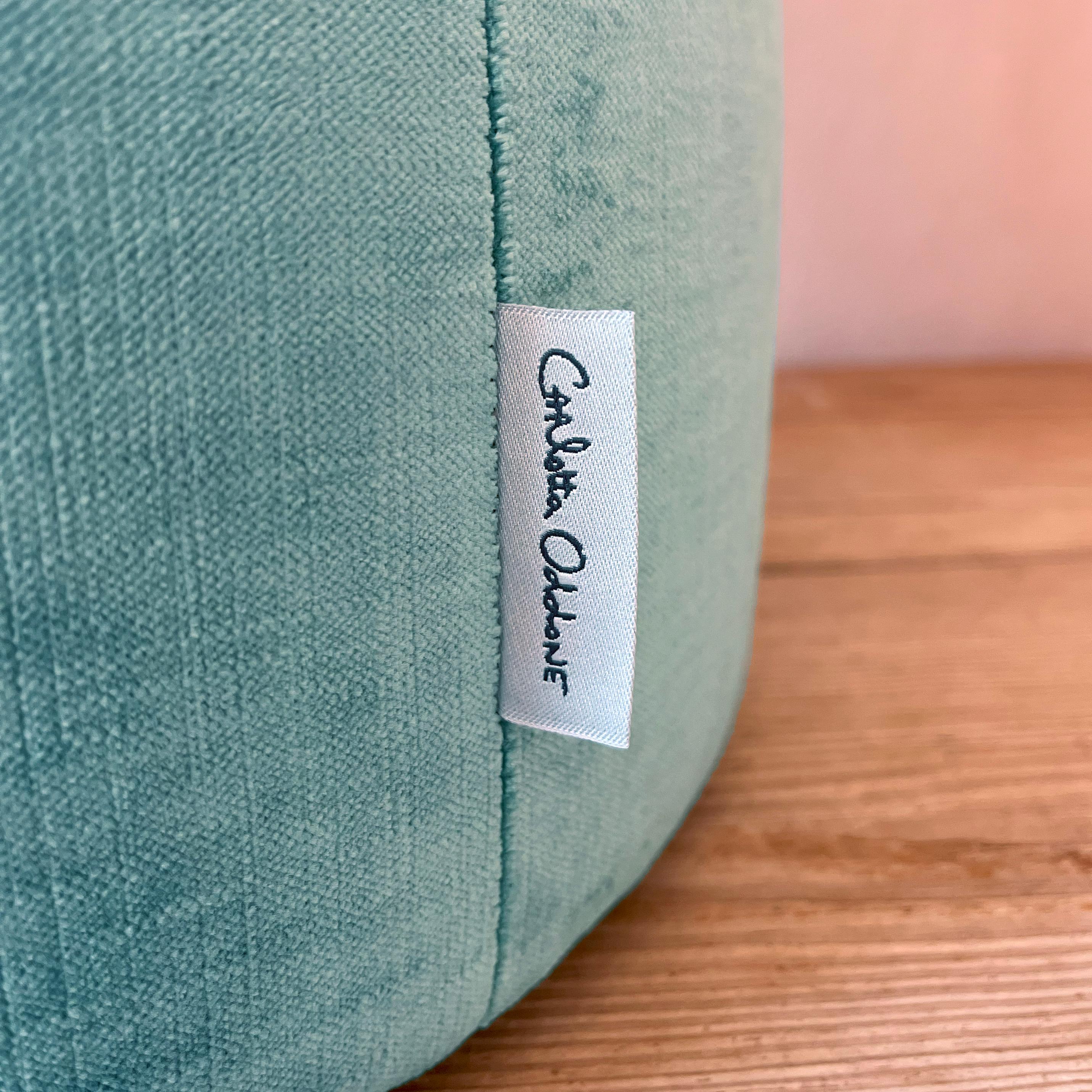 Pouf artigianale in velluto verde e azzurro In New Condition For Sale In Torino, IT