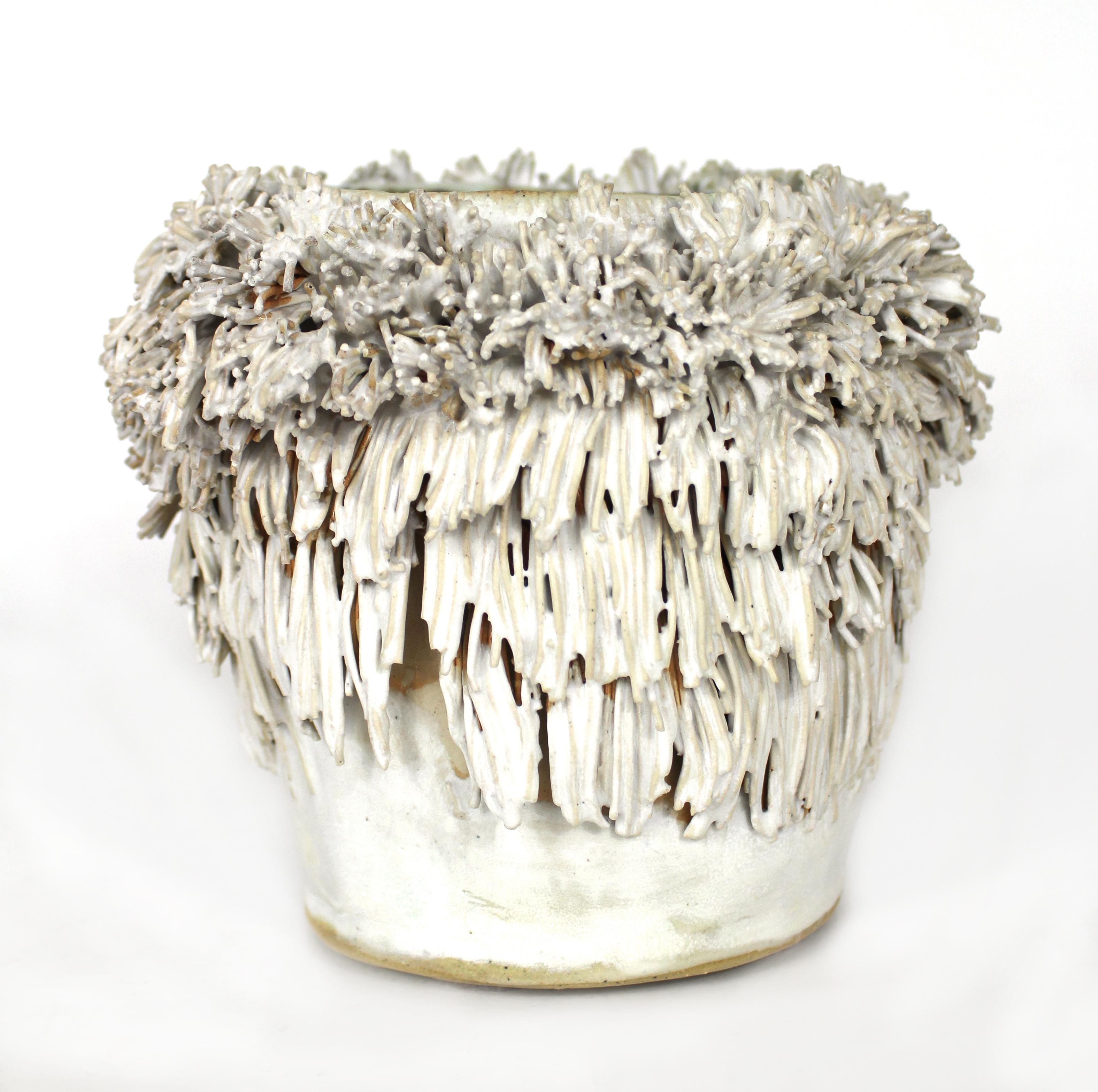 Contemporary Pouf Vessel in Glazed Ceramic by Trish DeMasi For Sale