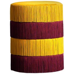 Pouf Chachachá Yellow and Purple with Fringes