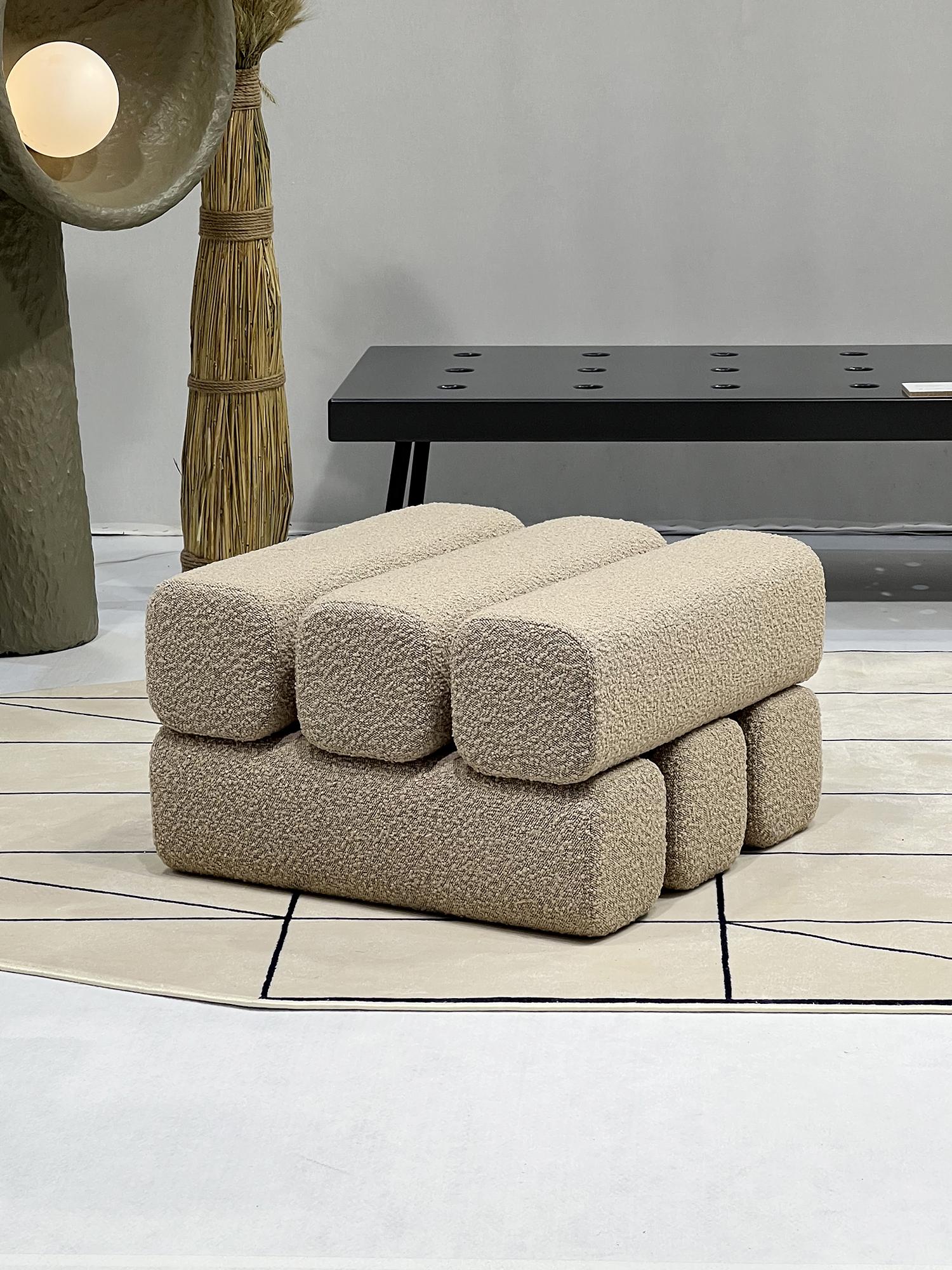 Ottoman pouf Drova, a versatile and stylish addition to your living space. Handcrafted with precision in Ukraine, this cube ottoman pouf embodies the perfect fusion of form and function. The structure of ottoman pouf Drova consists of several
