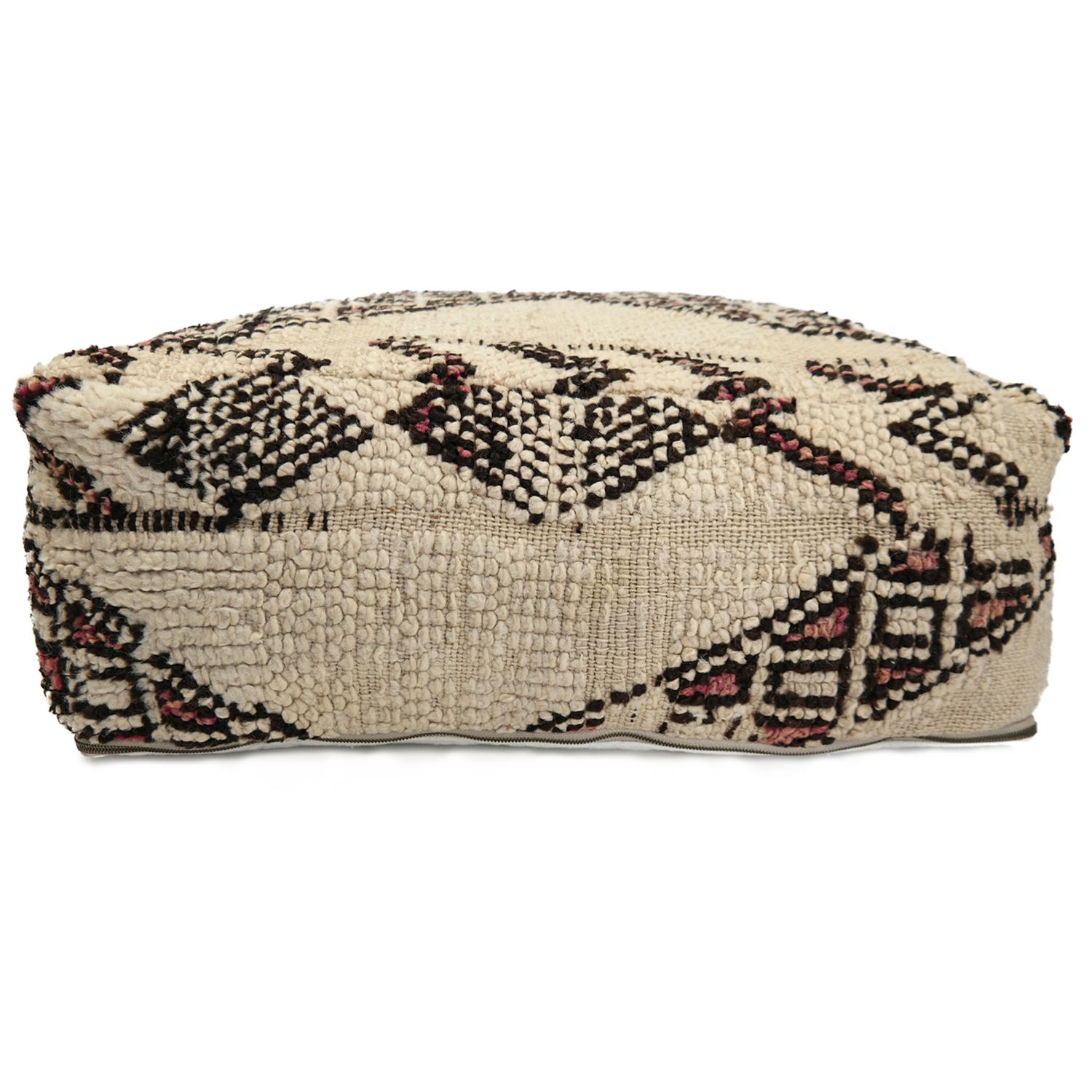 Scandinavian Modern Pouf from Morocco Natural Floor Cushion Moroccan Ottoman For Sale
