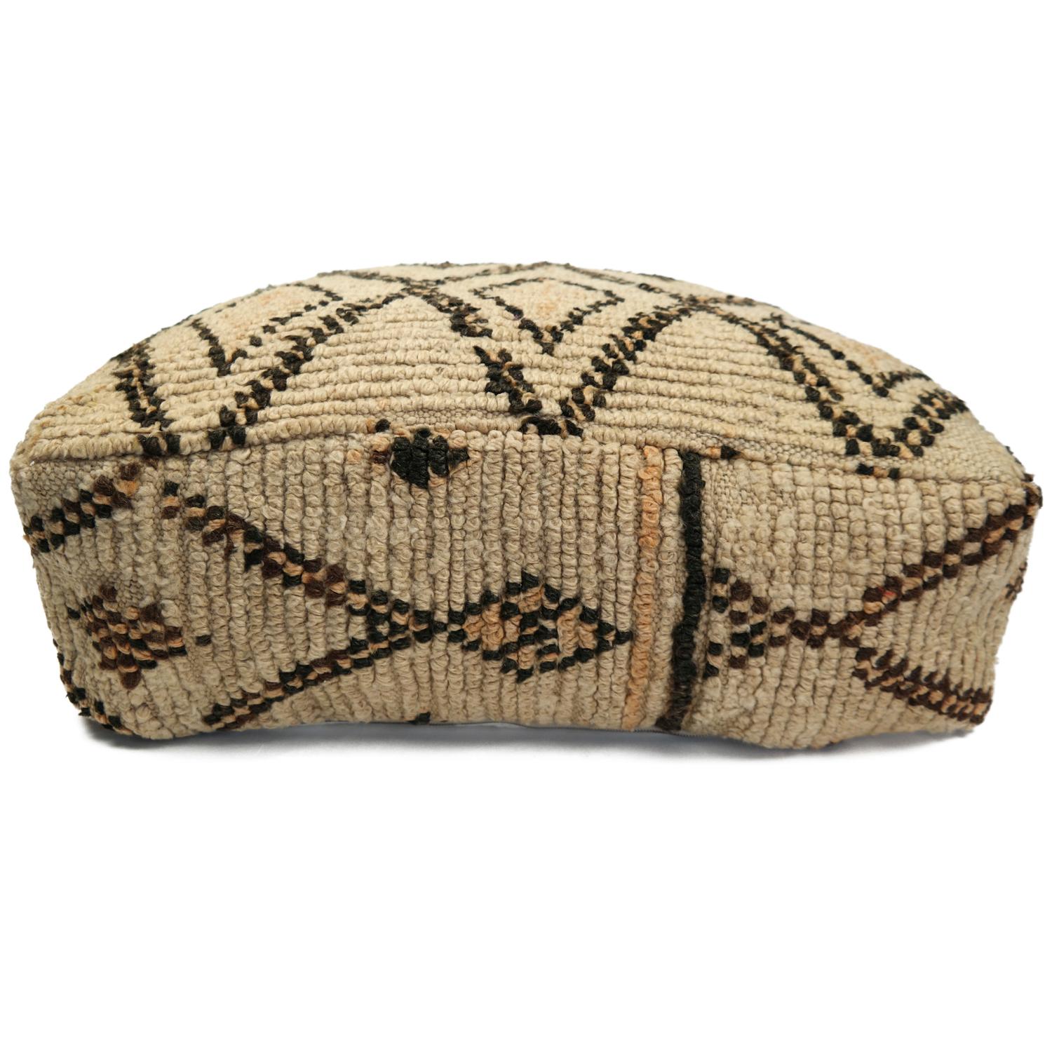 Scandinavian Modern Pouf from Morocco Natural Floor Cushion Moroccan Ottoman For Sale