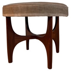 Pouf G Plan en teck et tissu, design anglais des années 60