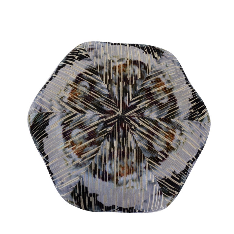 Nantucket Floral Print Quilted Pouf- Medium
