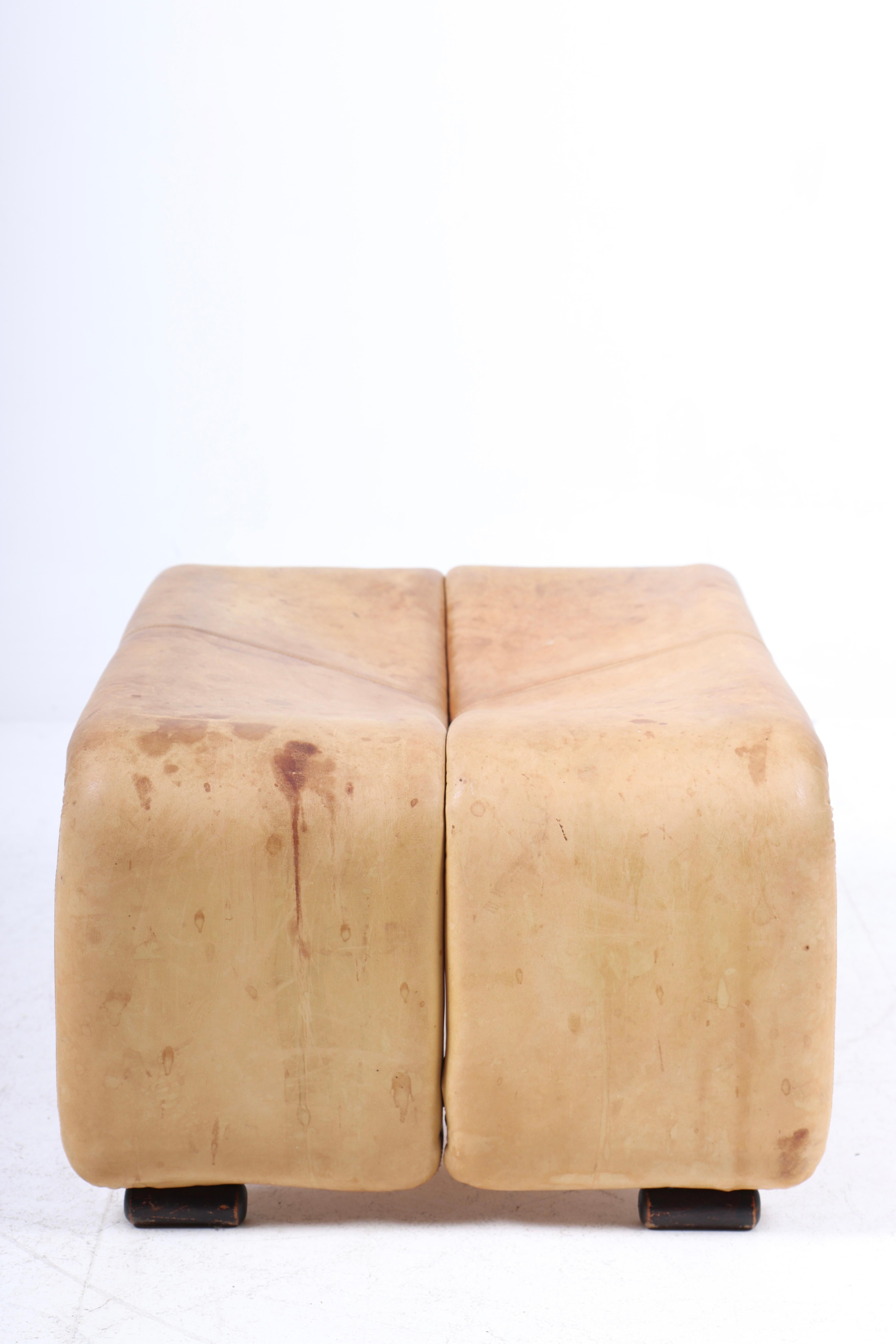 Pouf in Patinated Leather by Tobia Scarpa, 1970s In Good Condition For Sale In Lejre, DK