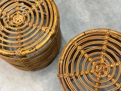 Pouf in vimini di Tito Agnoli per Bonacina, 1960s, set di 2