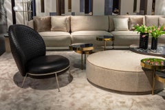 Pouf in Wood Structure Plinth and Structure Covered in Fabric Customizable