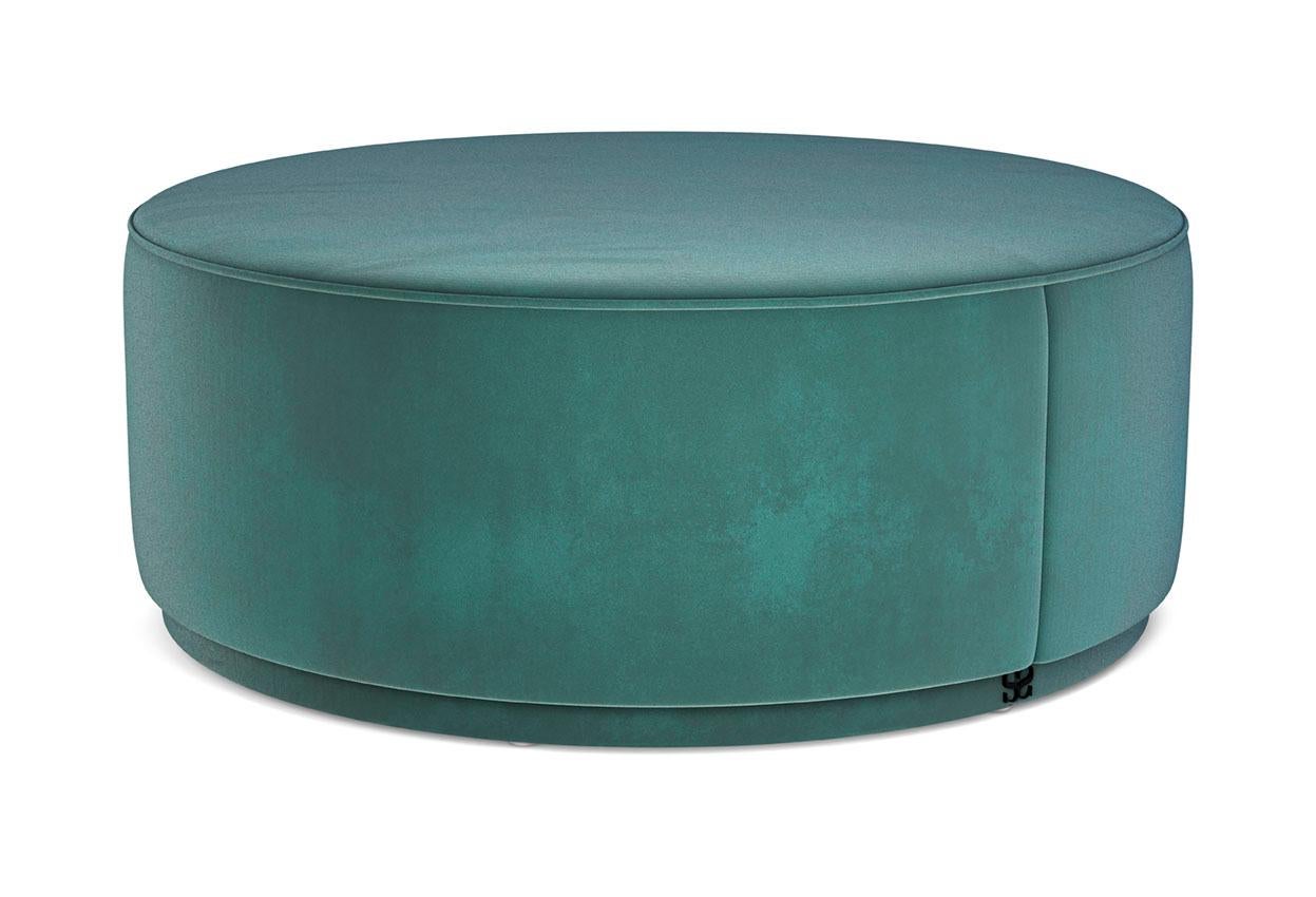 Italian Pouf in Wood Structure Plinth and Structure Covered in Fabric Customizable For Sale