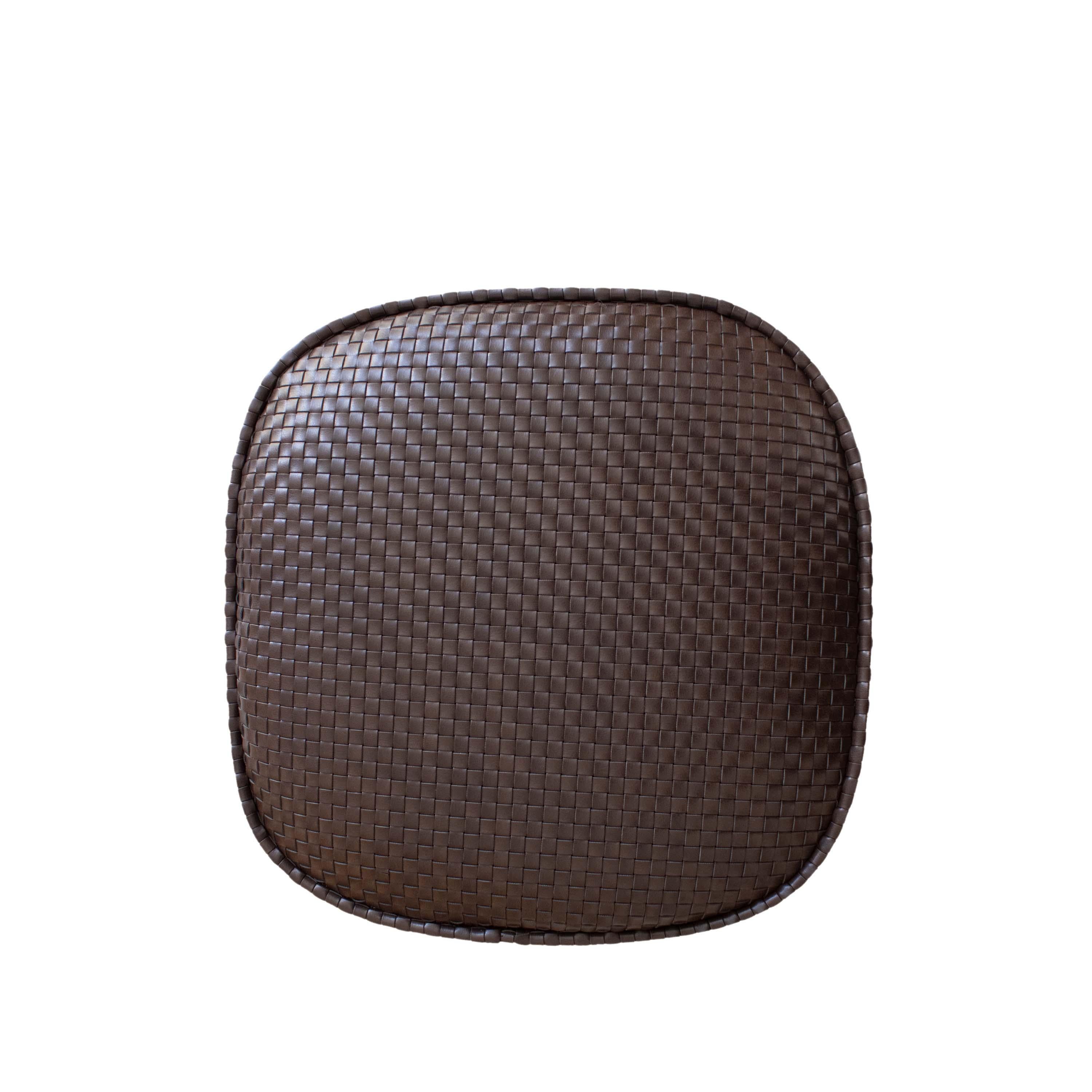 Modern Pouf in Woven Brown Eco Leather Fabric, Spain, 2025 For Sale