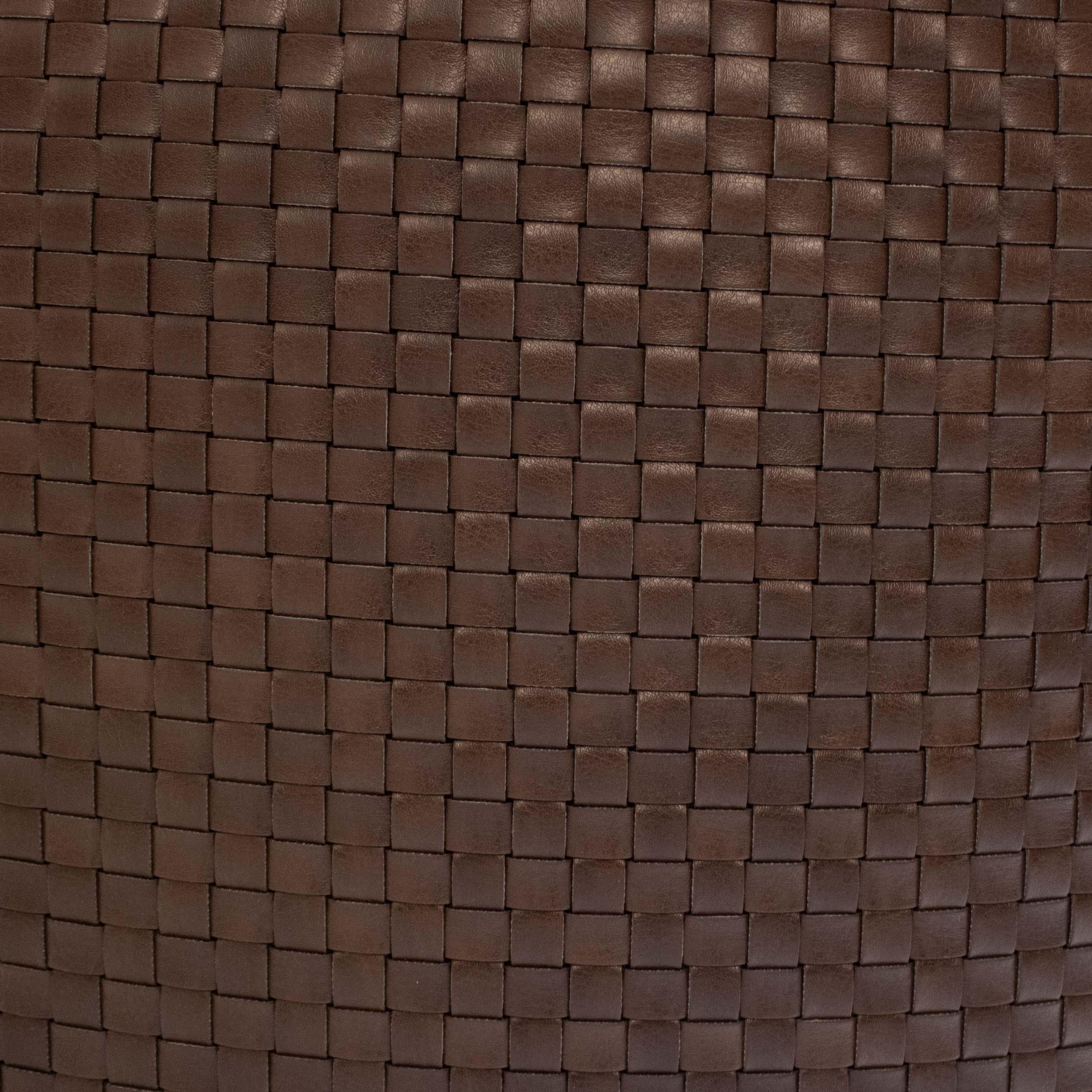 Pouf in Woven Brown Eco Leather Fabric, Spain, 2025 In New Condition For Sale In Madrid, ES