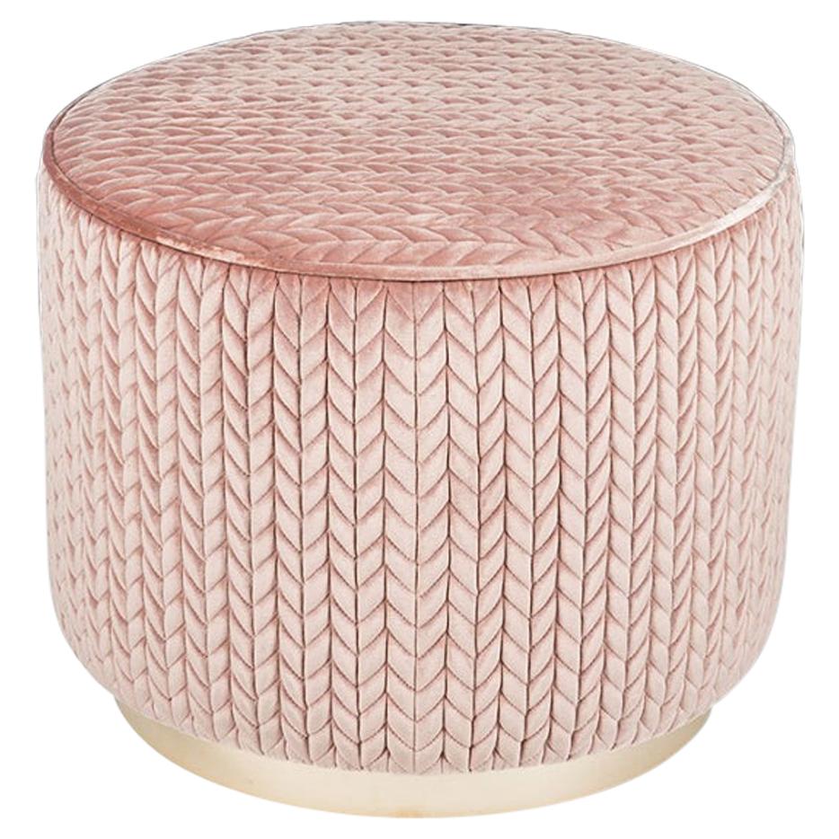 Pouf Kidman, Pink Fabric, Made in Italy For Sale