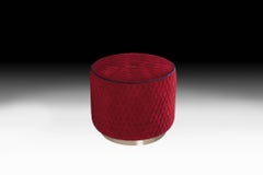 Pouf Kidman, Red Velvet Fabric, Made in Italy