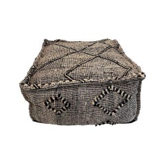 Oversized Black and White Woven Indian Pouf