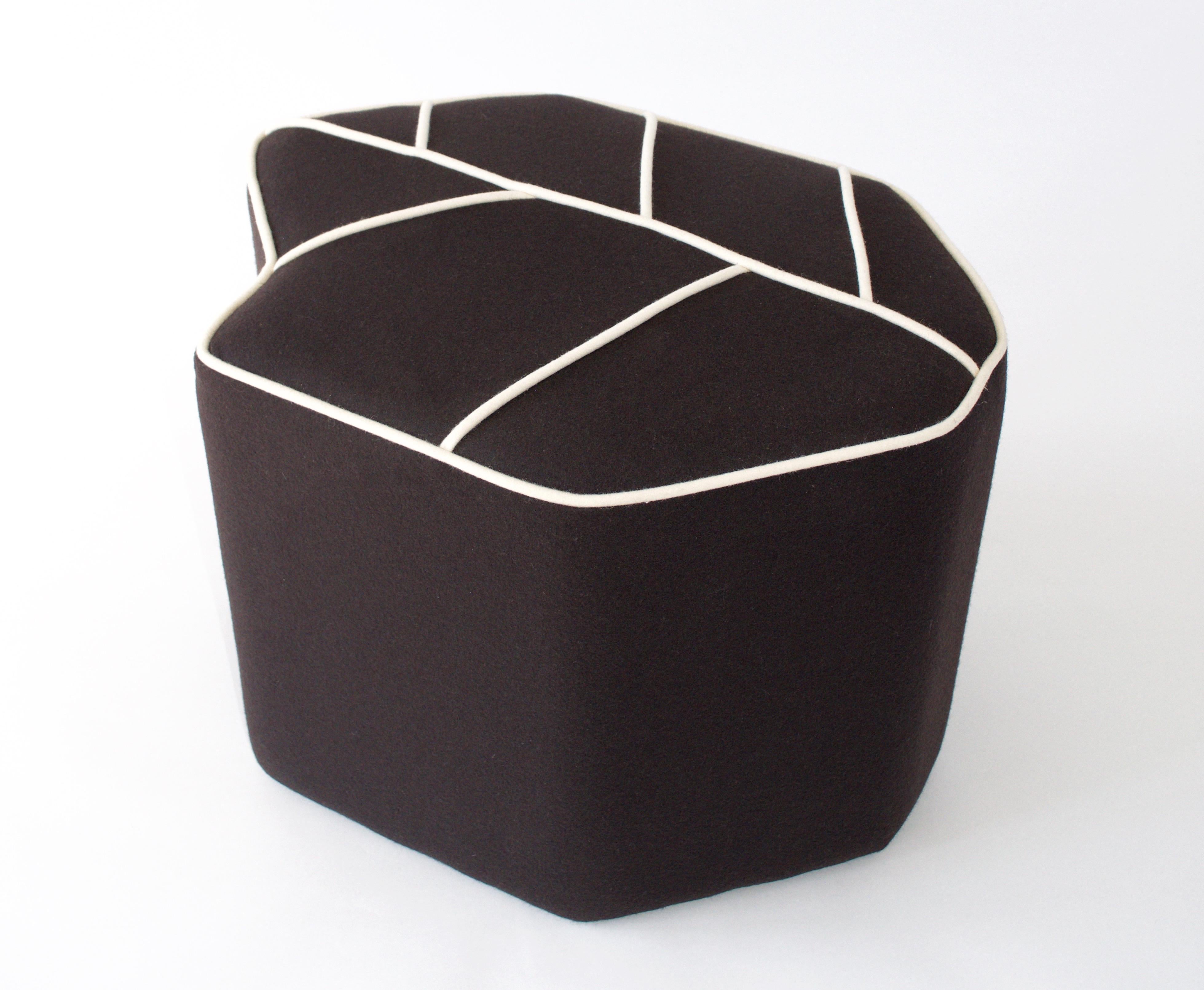 Modern Pouf Leaf Seat by design by nico, upholstered in Kvadrat Wool fabric For Sale