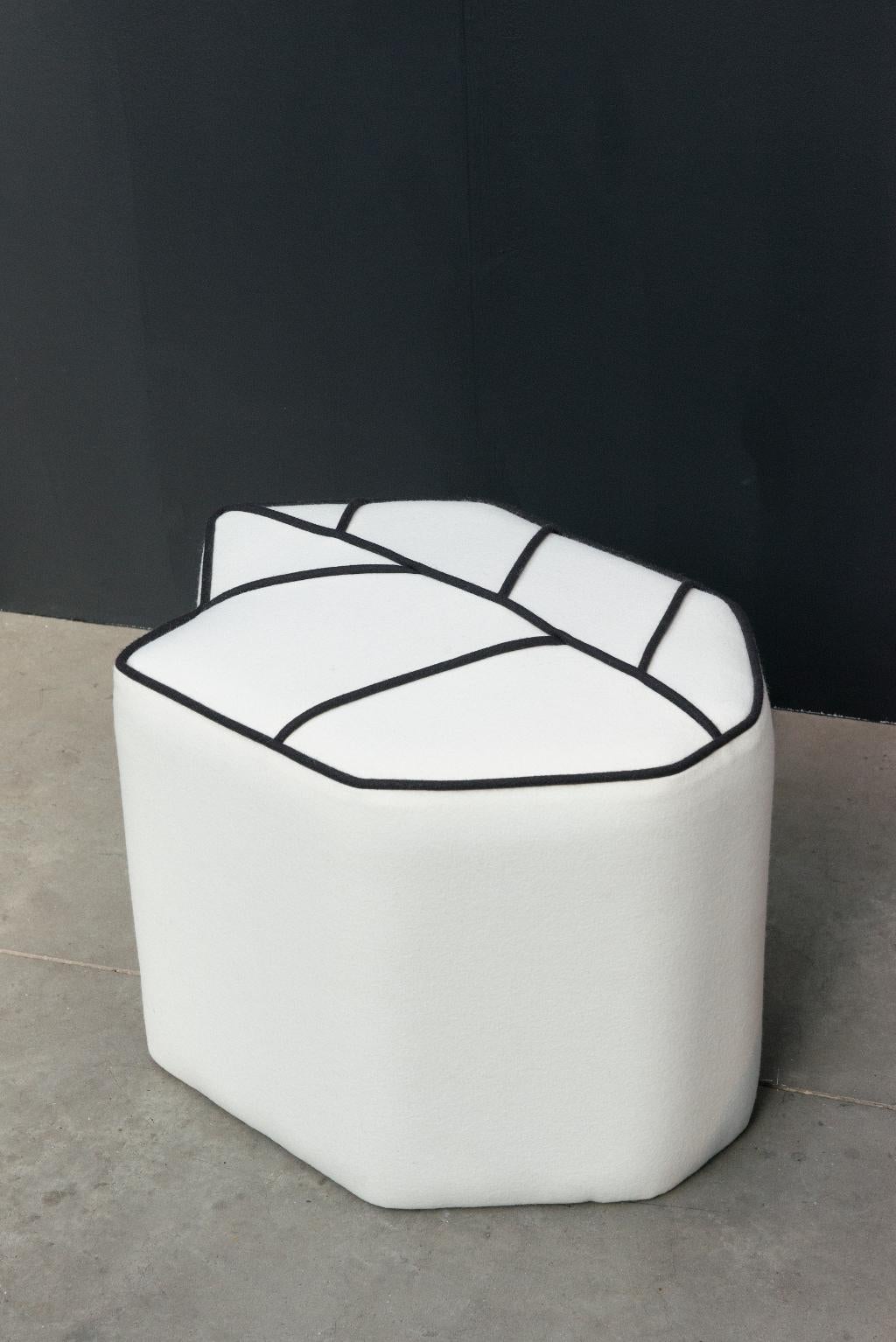 Hand-Crafted Pouf Leaf Seat by design by nico, upholstered in Kvadrat Wool fabric For Sale
