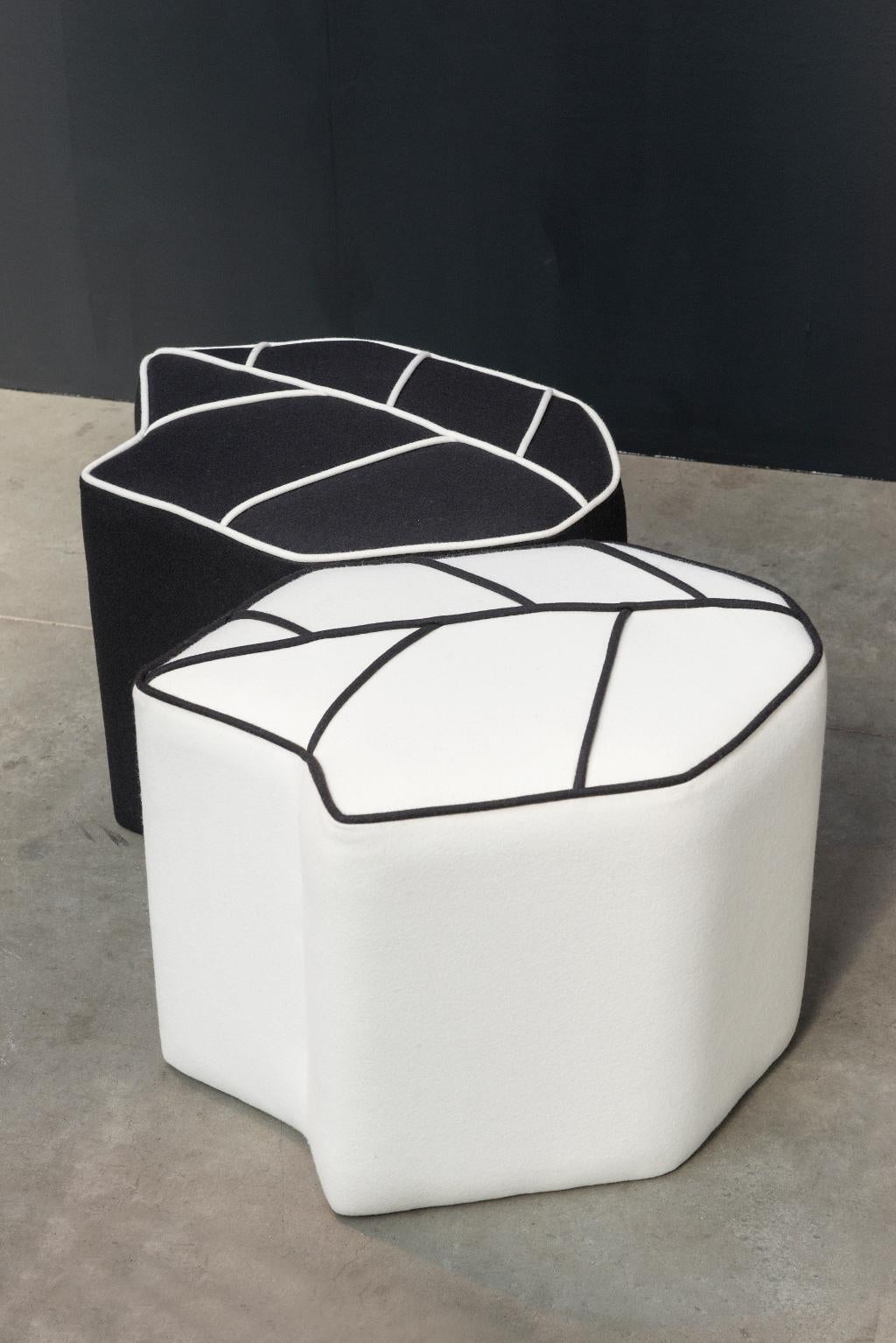 Contemporary Pouf Leaf Seat by design by nico, upholstered in Kvadrat Wool fabric For Sale