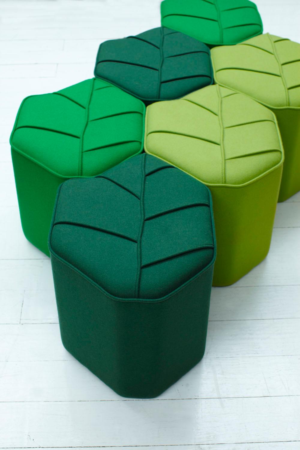 Contemporary Pouf Leaf Seat Ottoman by design by nico, upholstered in Kvadrat  Wool fabric For Sale