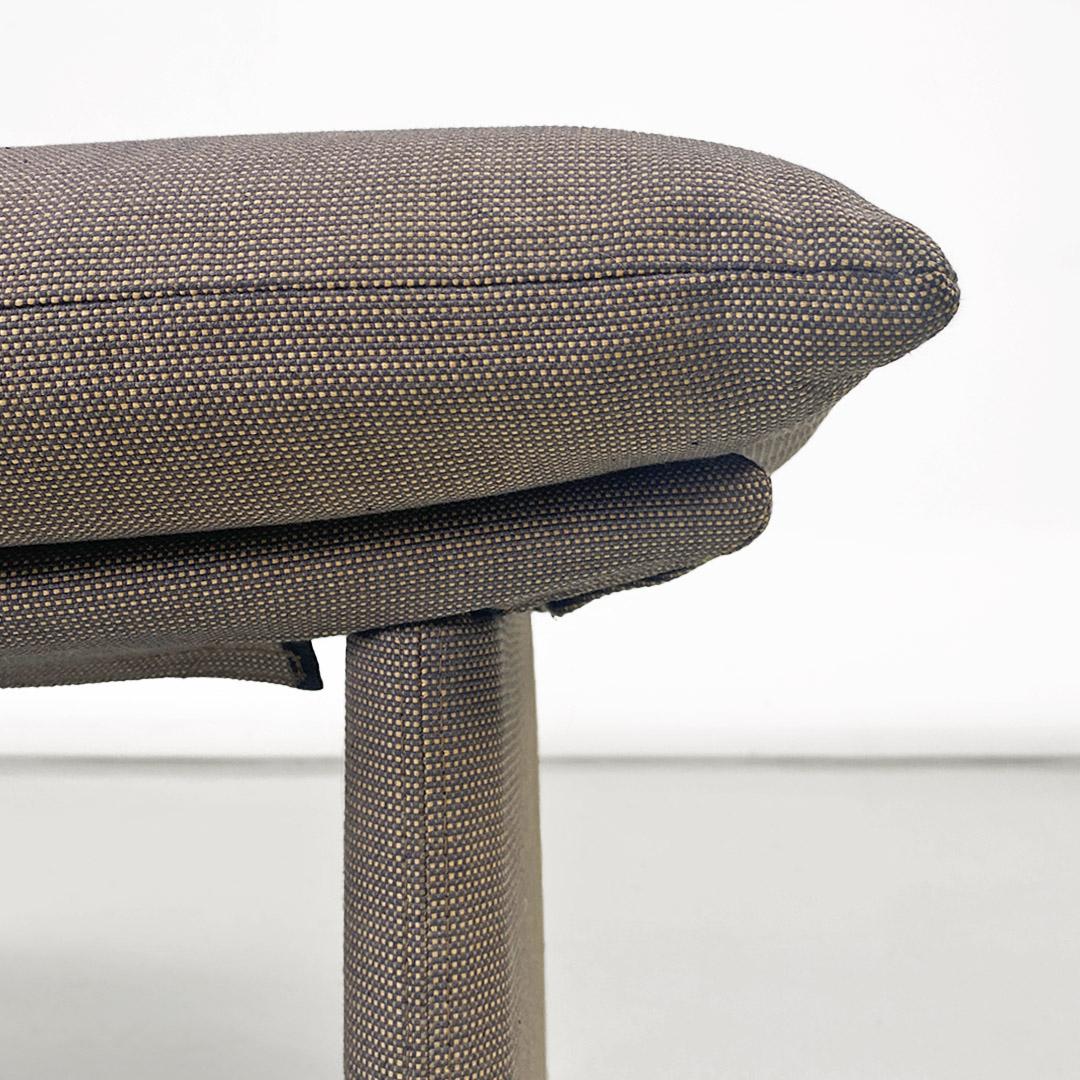 Fabric Modern Italian pouf or footstool upholstered and covered in 1980s gray fabric For Sale
