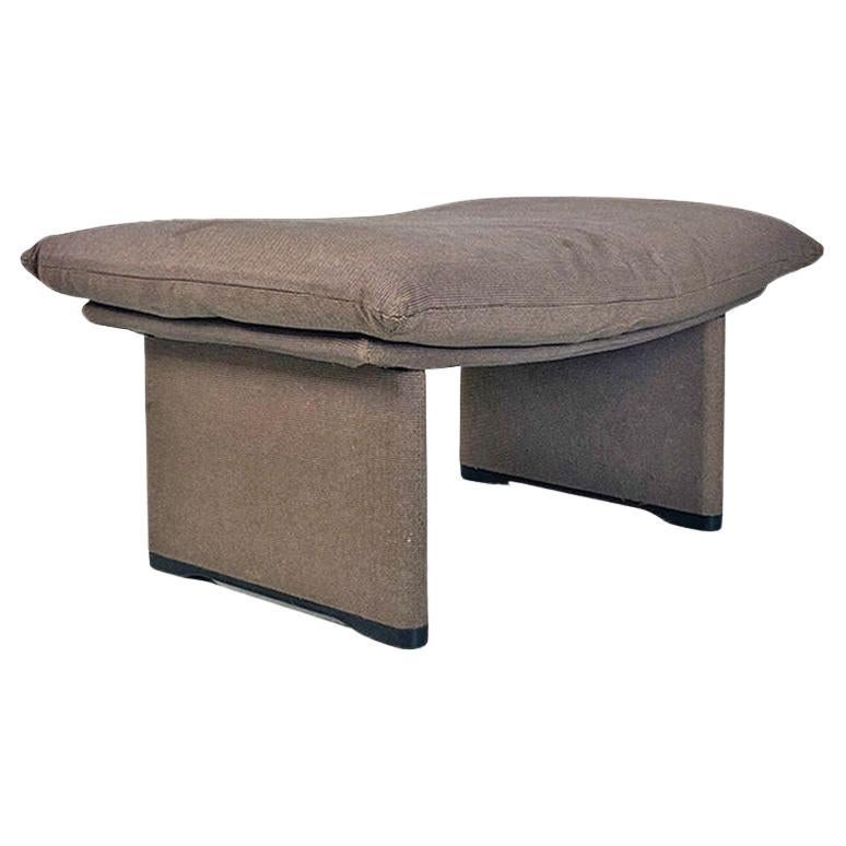 Modern Italian pouf or footstool upholstered and covered in 1980s gray fabric