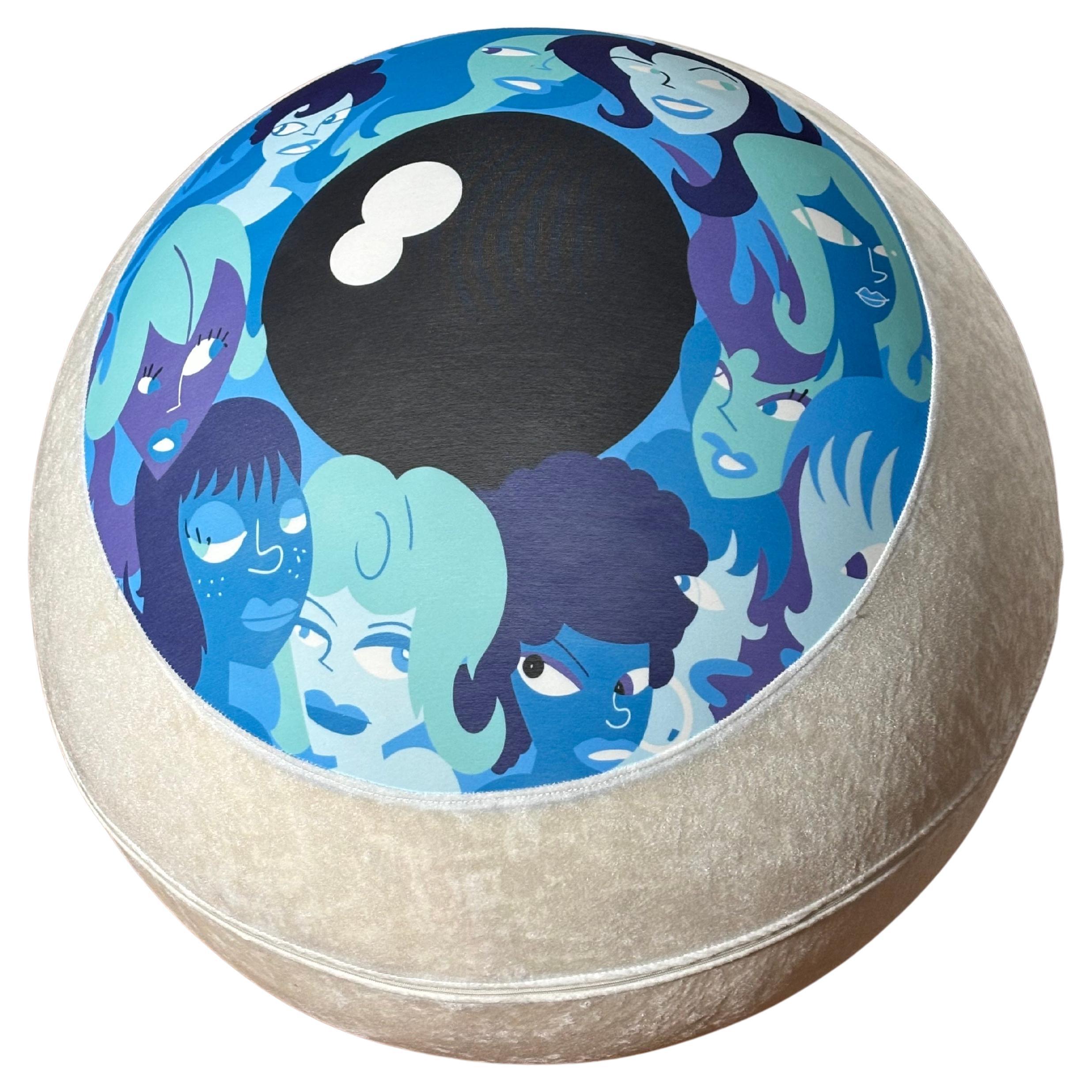 Occhio Ottoman by Massimo Giacon, Velvet Fabric, Superego Editions im Angebot