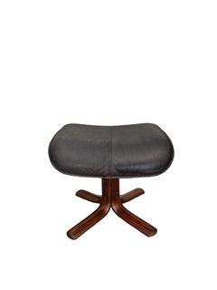 Puf - Otomana - Reposapiés - cuero - Noruega - Hjellegjerde - Noruega Años 70