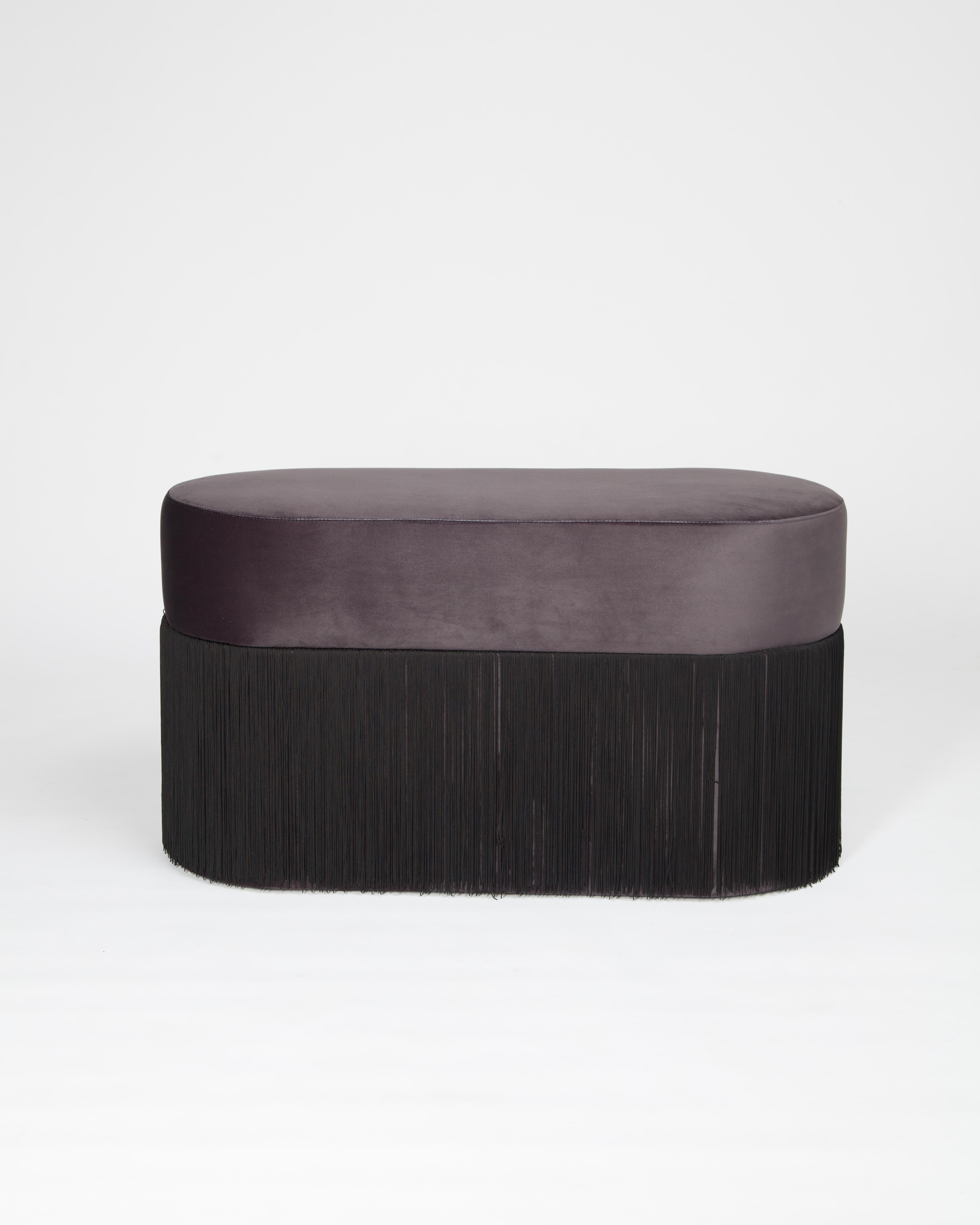 Pouf Pill L Contemporary Sculptural Pouf with Velvet and Fringes by Houtique For Sale 5