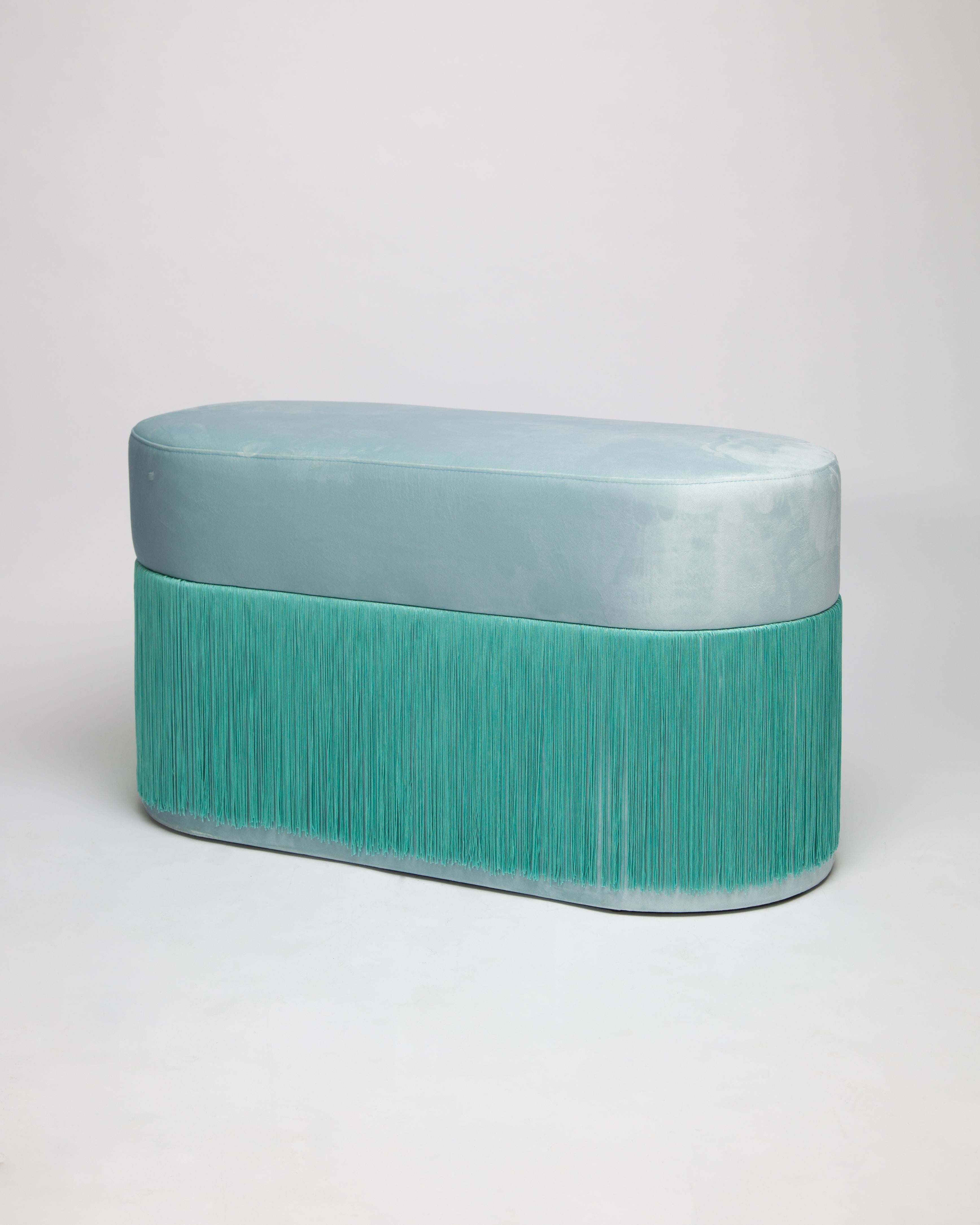 Pouf Pill L Contemporary Sculptural Pouf with Velvet and Fringes by Houtique For Sale 7