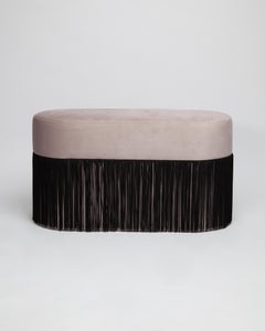 Pouf Pill L Contemporary Sculptural Pouf with Velvet and Fringes by Houtique