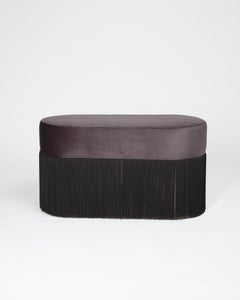 Pouf Pill L Contemporary Sculptural Pouf with Velvet and Fringes by Houtique