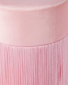 Pouf Pill Pink in Velvet Upholstery with Fringes