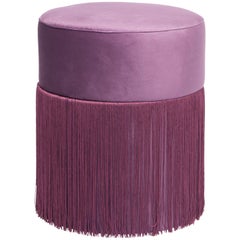 Pouf Pill Purple in Velvet Upholstery with Fringes