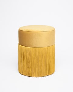 Pouf Pill S Contemporary Sculptural Pouf with Velvet and Fringes by Houtique