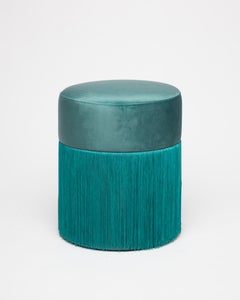 Pouf Pill S Contemporary Sculptural Pouf with Velvet and Fringes by Houtique