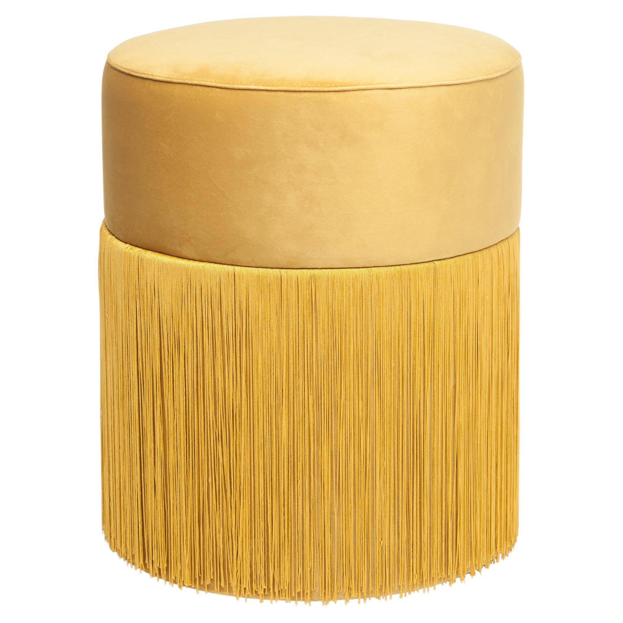 Pouf Pill S Contemporary Sculptural Pouf with Velvet and Fringes by Houtique