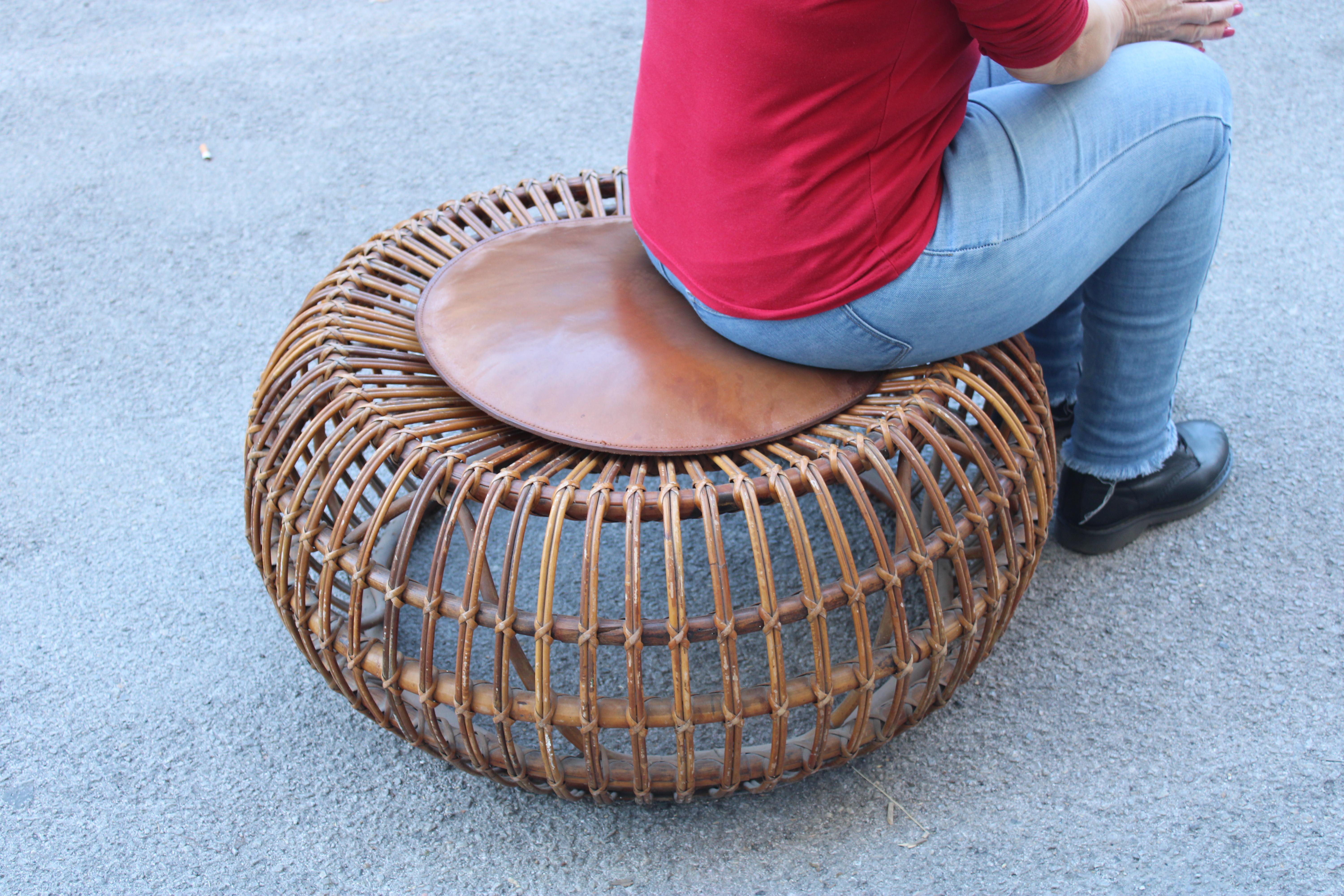 Mid-20th Century Pouf rond Franco Albini 1950s Italian Mid-century Design en vente