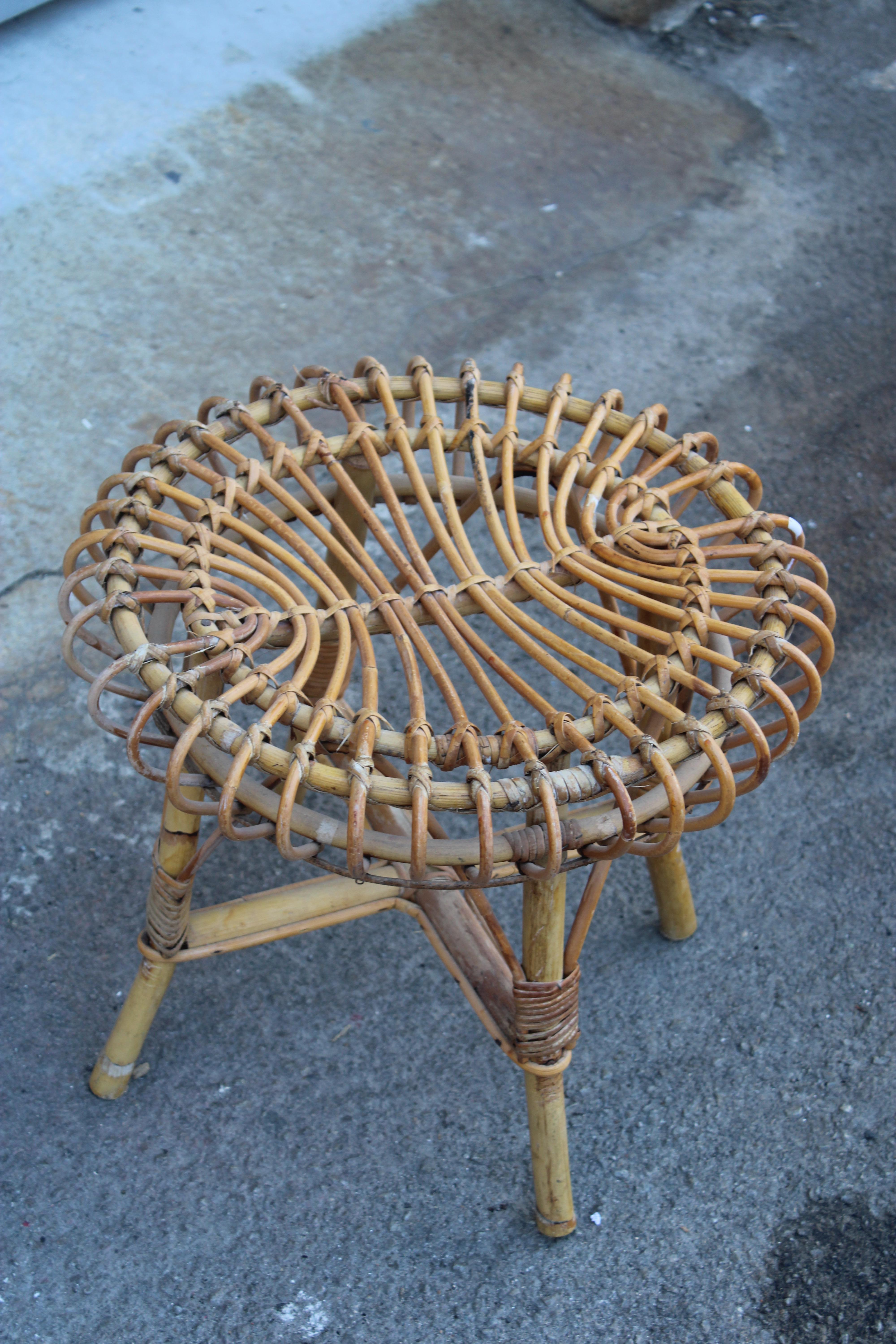 Pouf italien tressé love 1960s Franco Albini style 