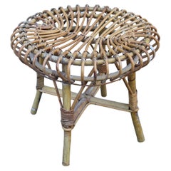 Pouf rond en bambou des années 1960 style Franco Albini