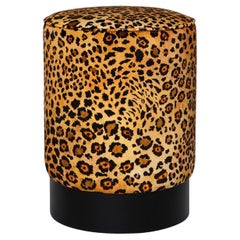Pouf - Safari Spot Velvet Pouf on Black Base - Gold
