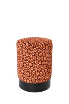 Pouf - Thanda Tortoise Velvet Pouf on Black Base - Plum