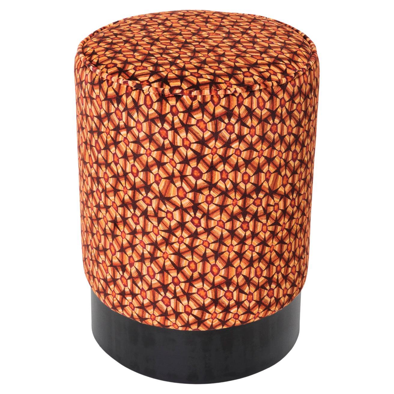 Pouf - Thanda Tortoise Velvet Pouf on Black Base - Plum