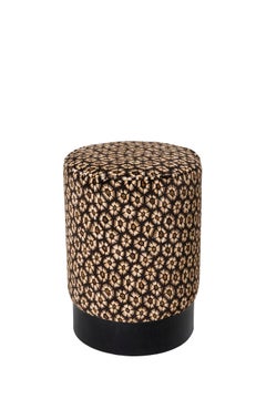 Pouf - Thanda Tortoise Velvet Pouf on Black Base - Silver