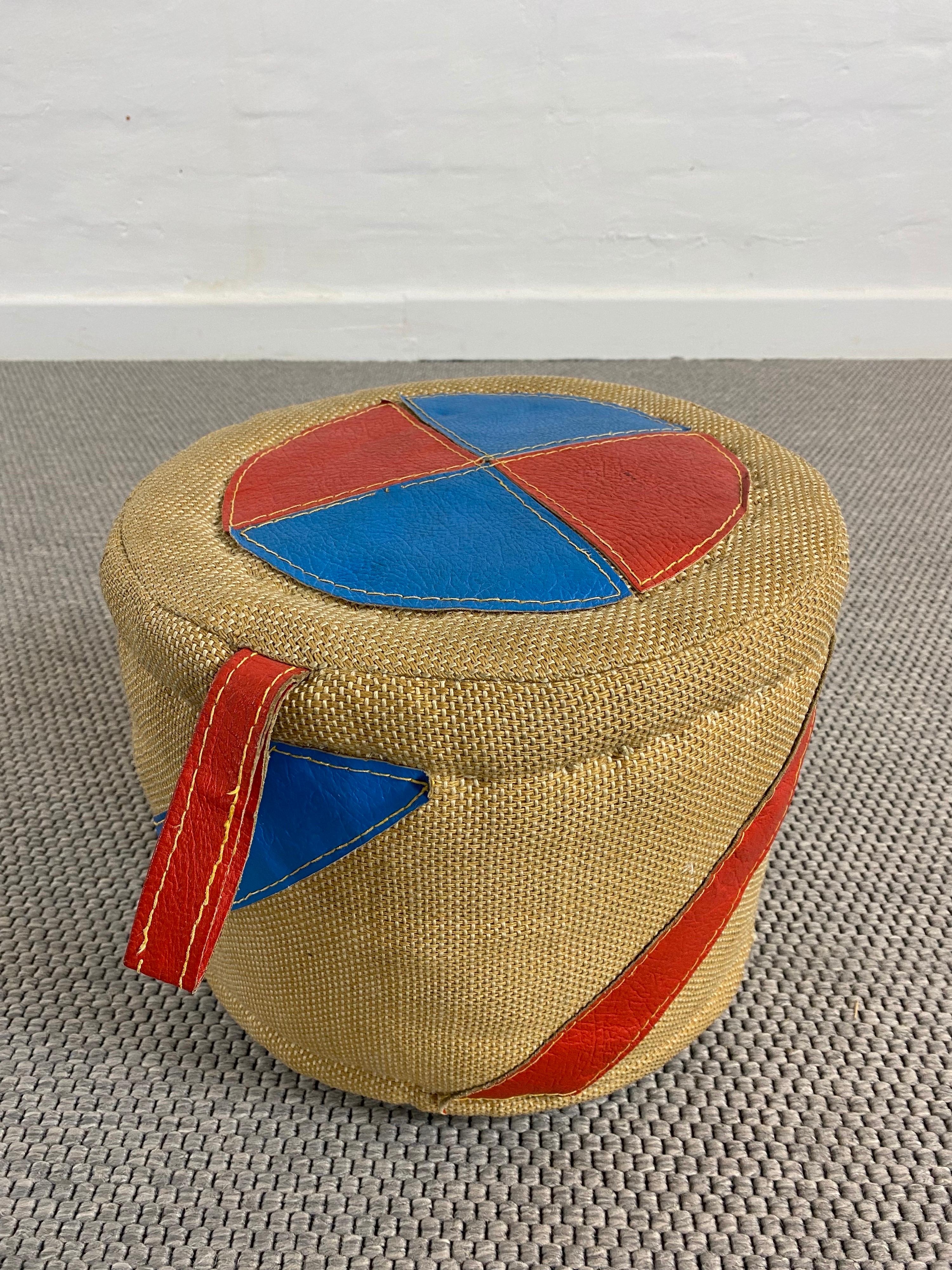 Mid-Century Modern Pouf, Therapeutic Toy in Jute, Material by Renate Müller, Germany, GDR For Sale