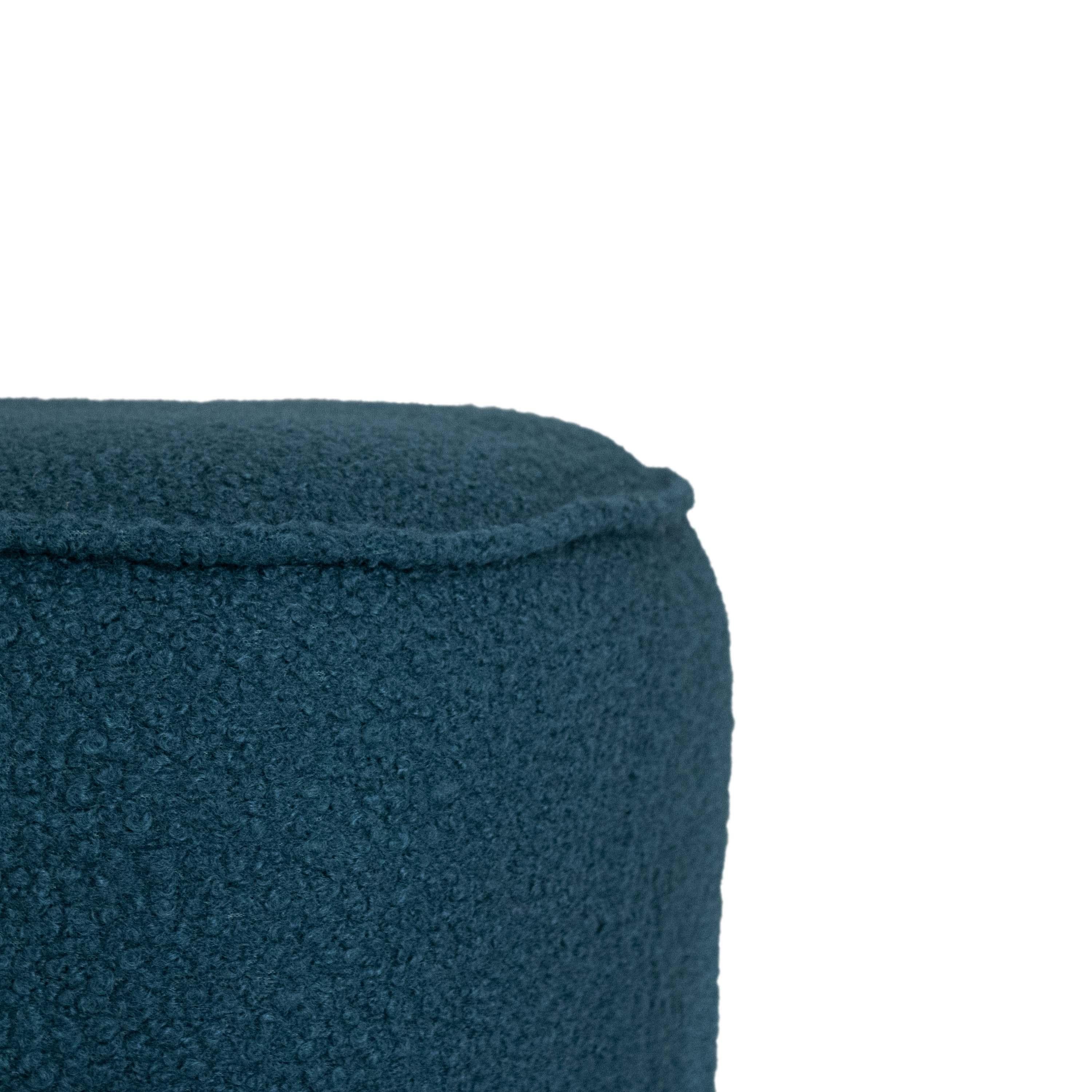 Hocker Fußstütze Pouf, gepolstert mit blauem Bouclé, Frankreich, 1970 (Spanisch) im Angebot