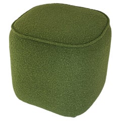 Stool Footrest Pouf Upholstered in Olive Green Bouclé Spain, 2025