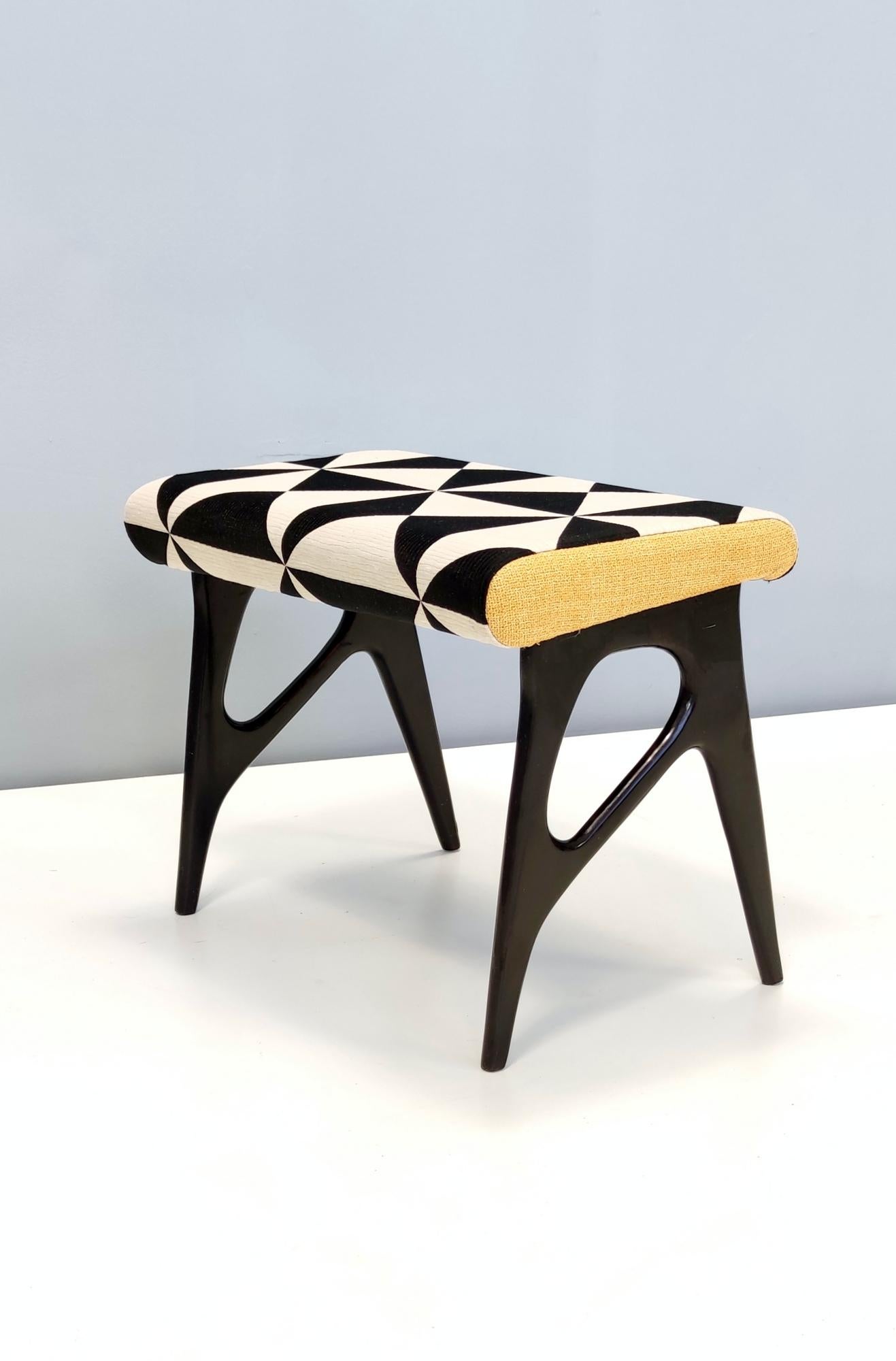 Mid-Century Modern Pouf with Black, White and Yellow Fabric in the Style of Ico Parisi