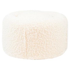 Used Pouf with white curls, contemporary work